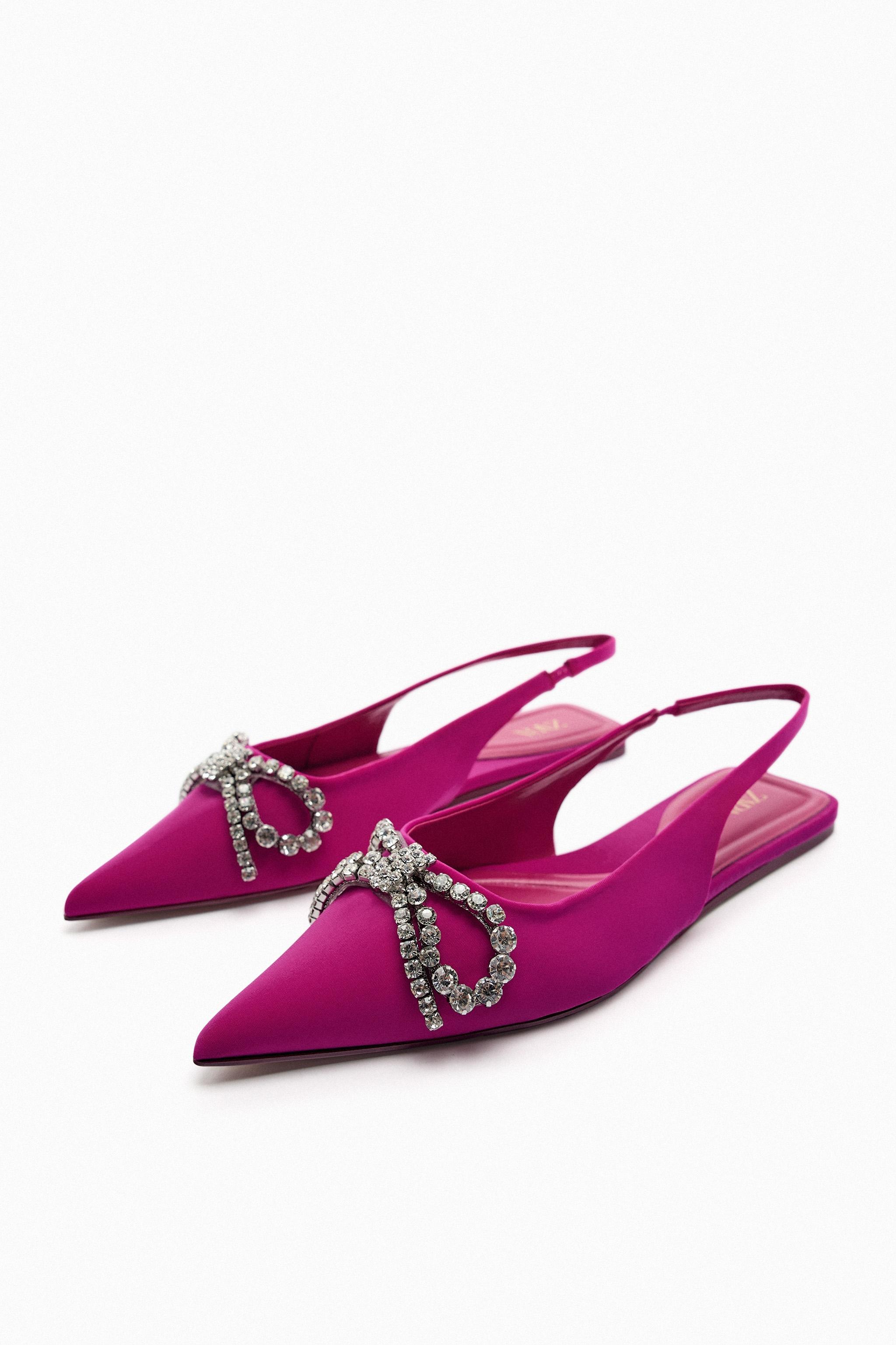 EMBELLISHED BOW FLAT MULES Fuchsia ZARA Canada